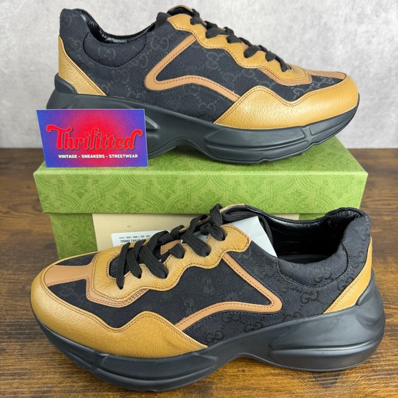 NEW Gucci Rhyton Maxi GG Supreme Black Khaki Beige Size 8.5 UK / 9 US Men’s Shoe